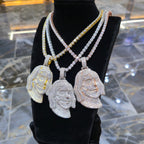 Benjamin Two Face Pendant VVS Moissanite 925 Silver Iced Hip Hop Tennis Necklace