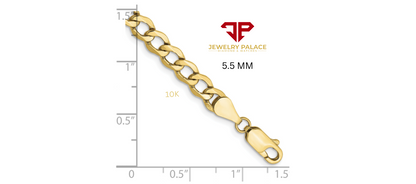 10K Yellow Gold Solid 2mm-6.5mm Curb Cuban Chain Link Necklace Bracelet 7"- 26"