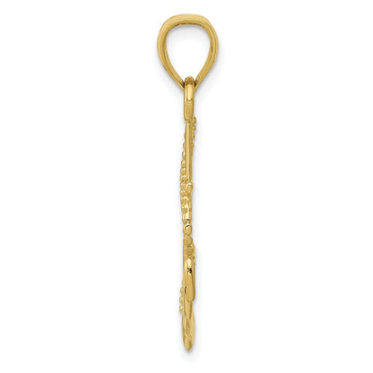 10K Yellow Gold Polished Anchor Rope Pendant 30x15mm Solid Gold 0.95g