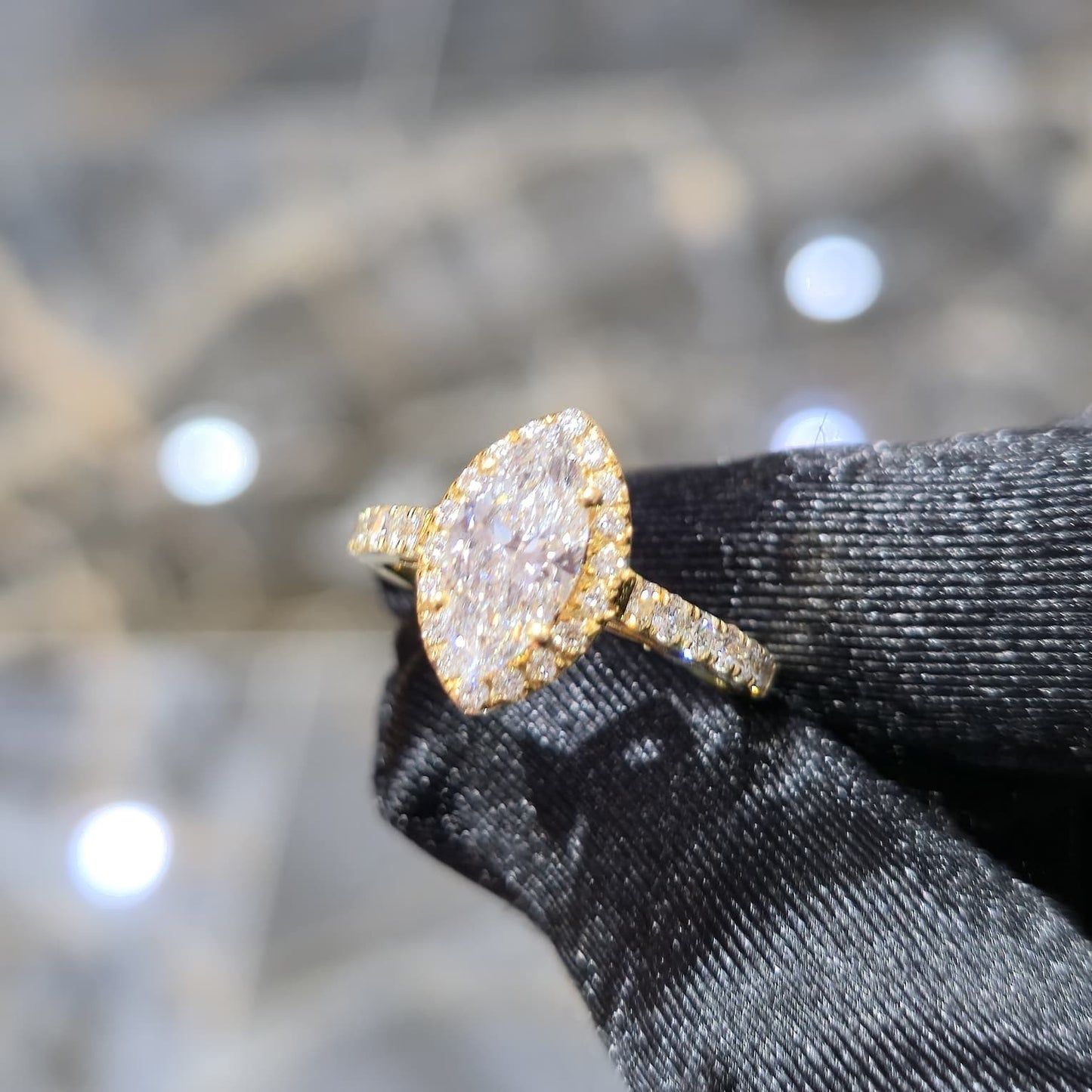 10KT Gold Lab Grown Diamond Marquise Ring 1.40ct Center 2.63ctw Total