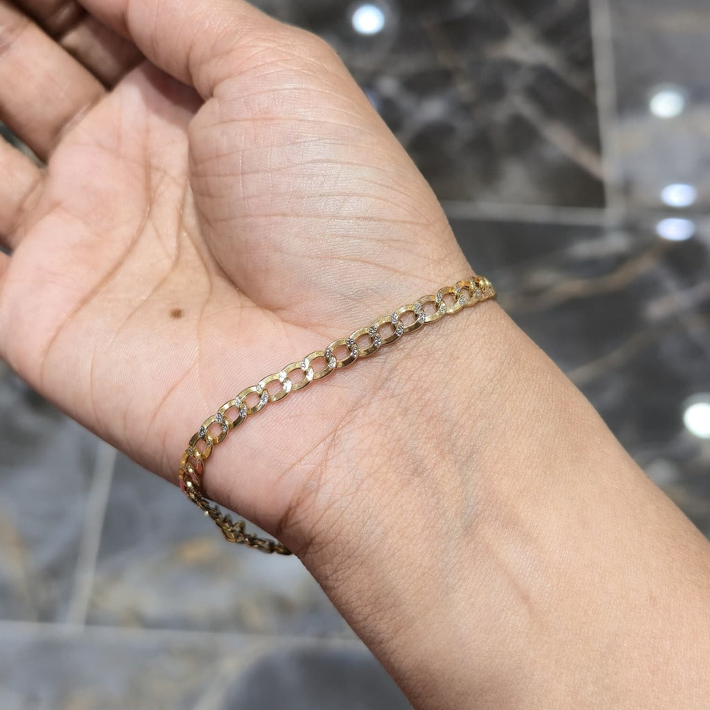 10K Yellow Gold Diamond Cut Cuban Link Bracelet 8" 4mm 3.14g Lobster Clasp Real