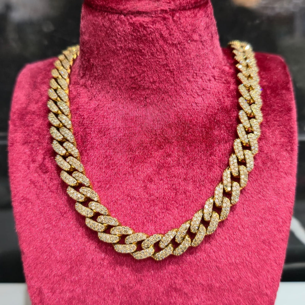 10K Yellow Gold Miami Cuban Genuine Diamond Chain Necklace 8MM 12.45 CT 22 INCH
