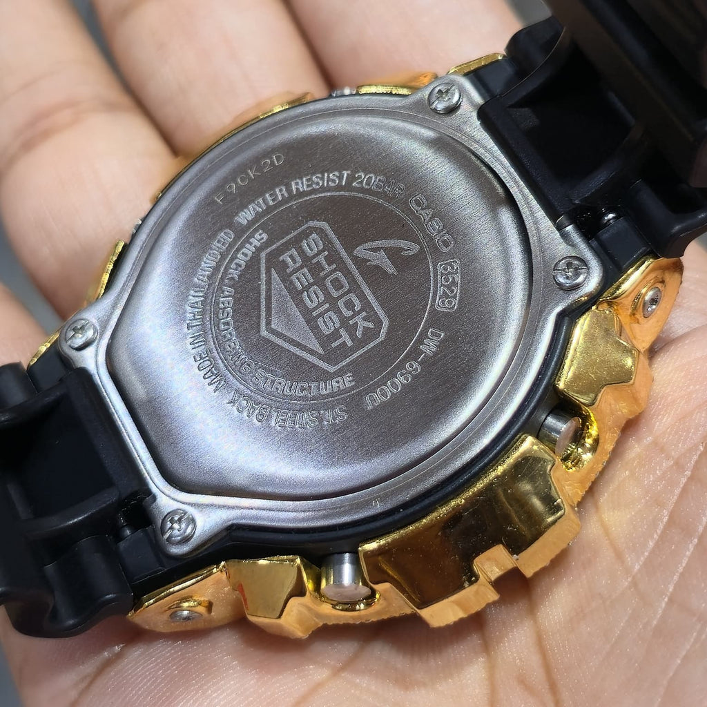 Casio G-Shock 6900 Yellow Iced Out Natural Diamond Watch 5CT