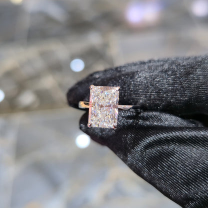 14K Gold 4.34ctw Lab Grown Diamond Radiant Ring E VS1 4.25ct Center Solitaire