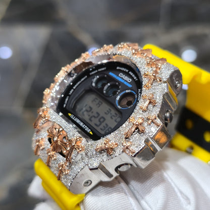 Authentic Diamond G-SHOCK DW6900TR Watch Cross Bezel | 5.00 CTW Natural Diamonds