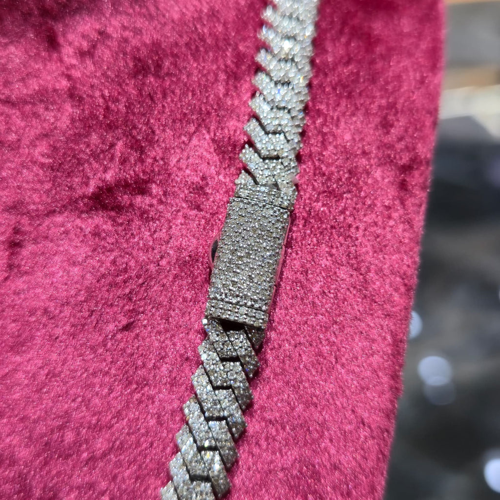 Mens Natural Diamond 8mmx22" 12.9ct Tight Miami Cuban link chain Real 925 Silver