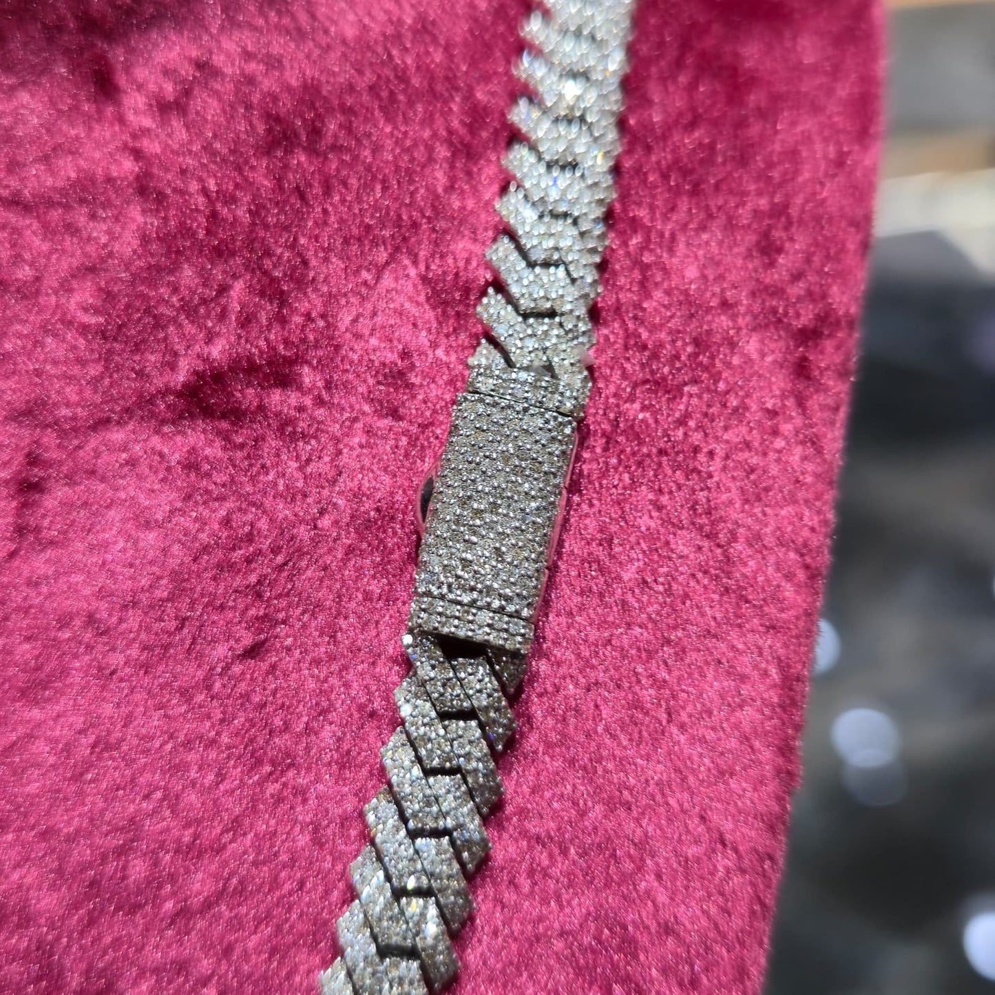 Mens Natural Diamond 8mmx22" 12.9ct Tight Miami Cuban link chain Real 925 Silver