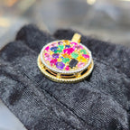 10K Yellow Gold Diamond Multi Gemstone Circle Pendant 4.35 ctw Ruby Emerald Men