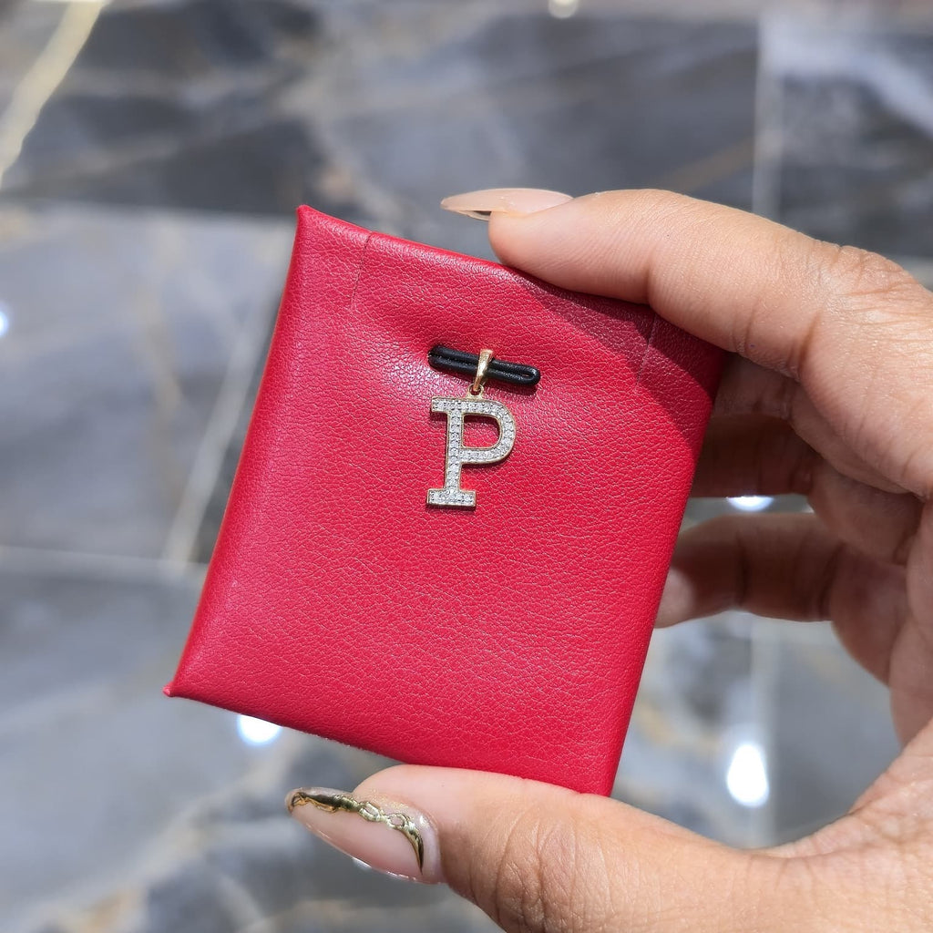 DEAL!!! 0.11CTW Natural Diamond "P" Letter Pendant 10K Yellow Gold Initial Charm