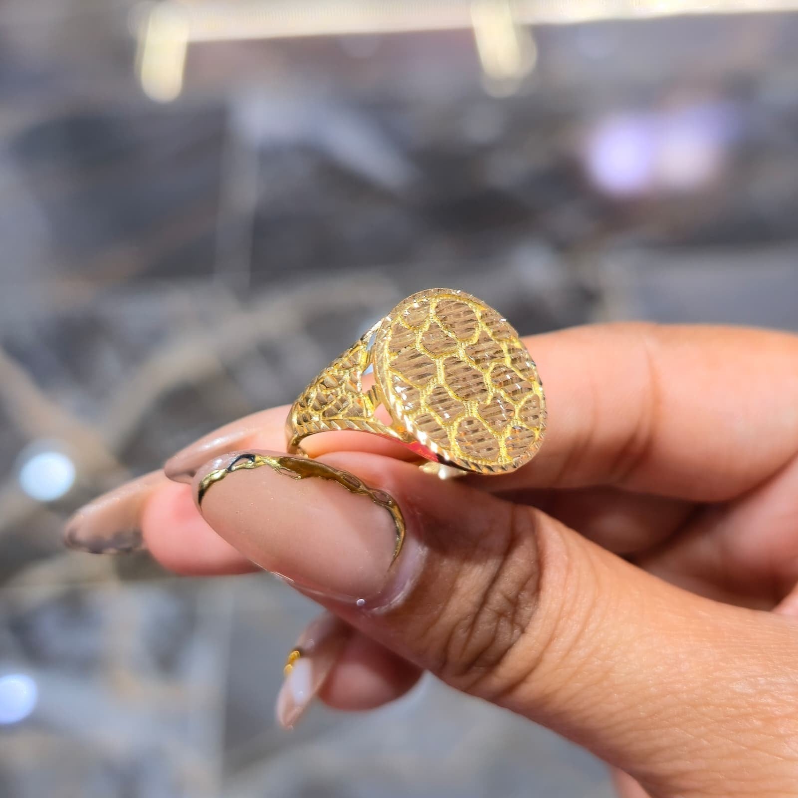 Gold mens Nugget ring round ball 10k solid size 11 ask 8 9 10 12 13