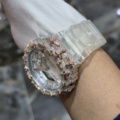 Authentic Diamond G-SHOCK DW6900TR Watch Cross Bezel | 5.00 CTW Natural Diamonds
