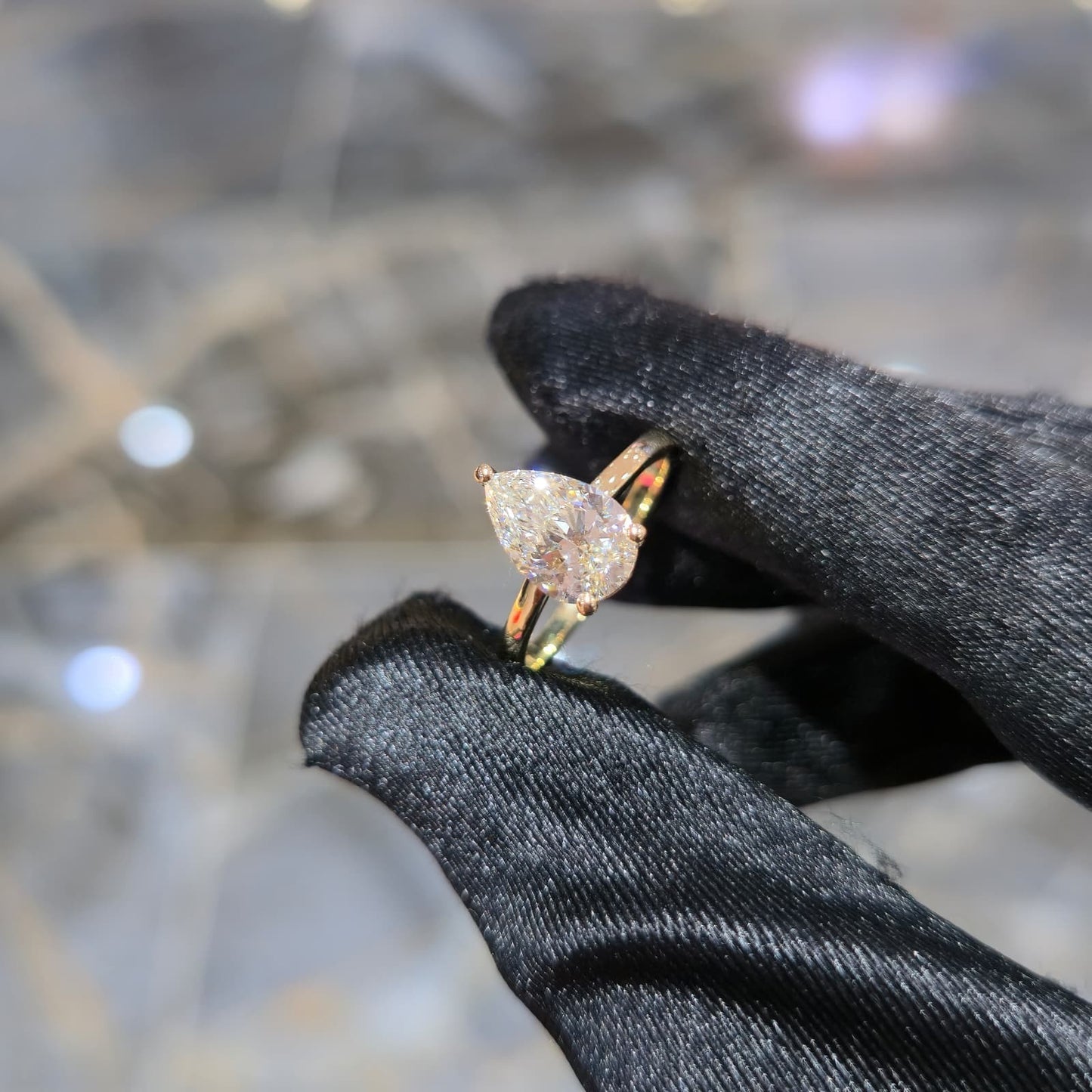 14K Gold 2.01ctw Lab Grown Diamond Pear Cut Ring F VS2 Solitaire Jewelry Palace