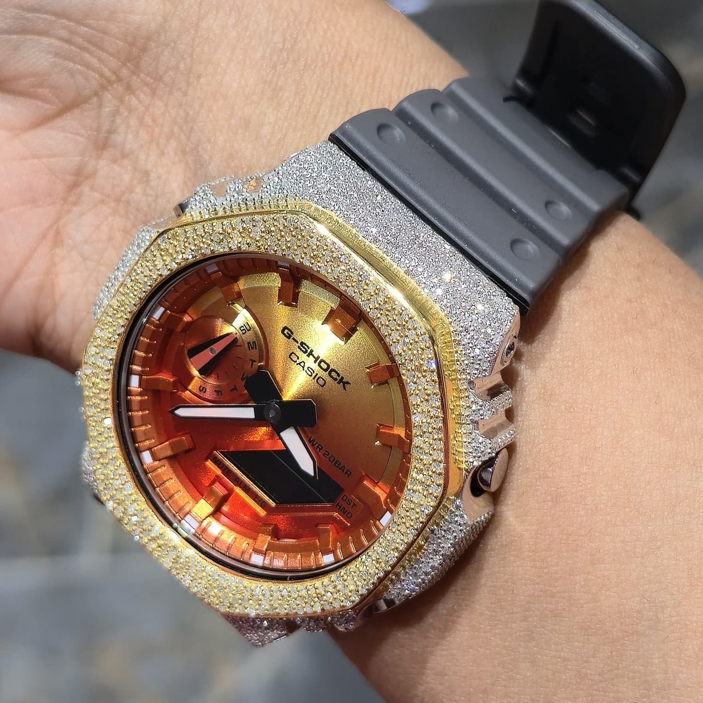 Casio G-Shock S2100  Iced Out Natural Diamond Watch 5CT | Inferno Dial