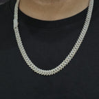 Mens Natural Diamond 8mmx22" 12.9ct Tight Miami Cuban link chain Real 925 Silver