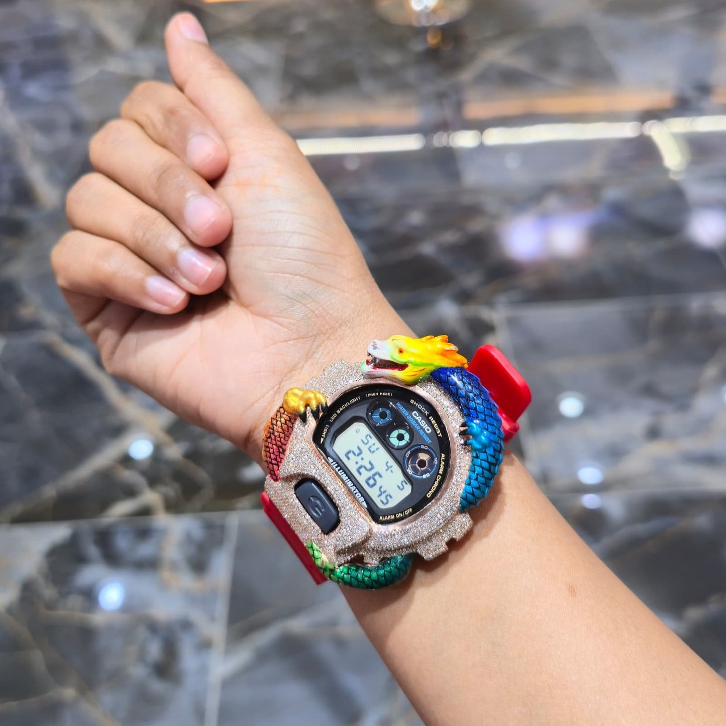 Casio G-Shock (RED) 6900 Iced Out Diamond Watch 5 CTW