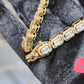 10K Yellow Gold Baguette Cluster Diamond Tennis Bracelet 8in 2.50ctw