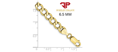 10K Yellow Gold Solid 2mm-6.5mm Curb Cuban Chain Link Necklace Bracelet 7"- 26"