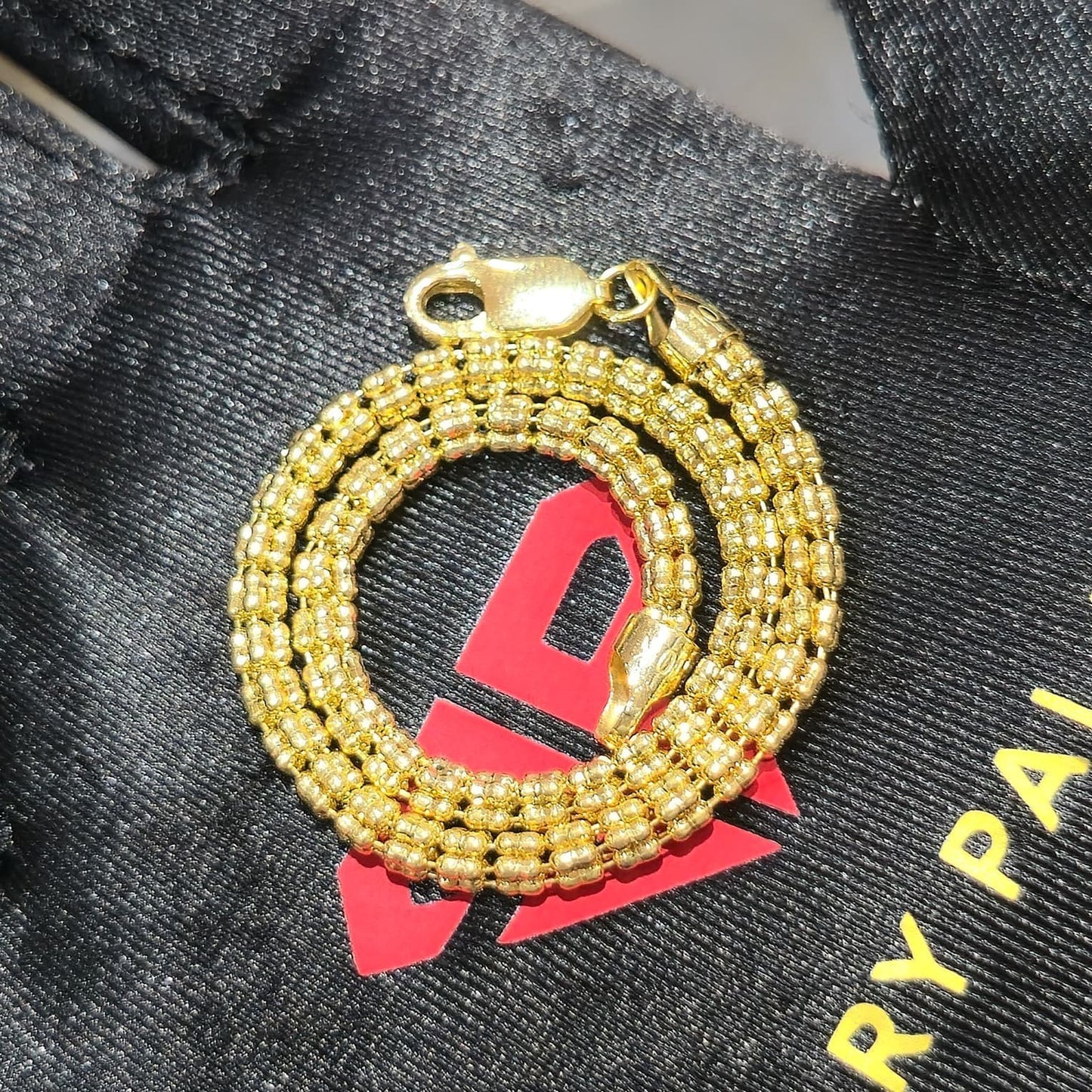10K Yellow Gold Diamond Cut Ice Chain Bracelet Women 8 Inch 3.20mm
