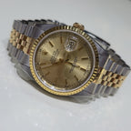 Rolex Datejust 36 16233 Champagne Dial Vintage Two Tone Jubilee Gold Steel
