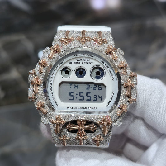 Authentic Diamond G-SHOCK DW6900TR Watch Cross Bezel | 5.00 CTW Natural Diamonds