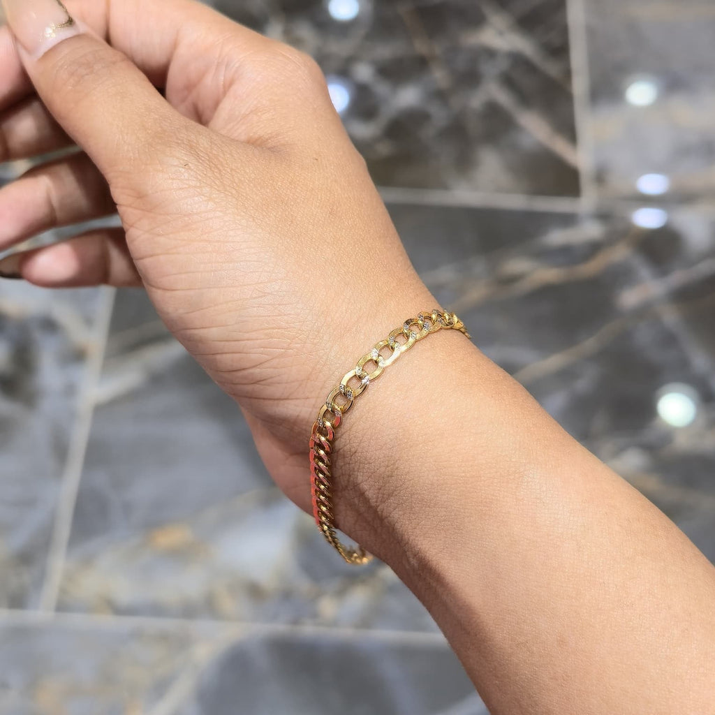 10K Yellow Gold Diamond Cut Cuban Link Bracelet 8" 4mm 3.14g Lobster Clasp Real