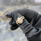 10K Yellow Gold Lab Grown Diamond Pear Halo Bridal Ring Set 2.00 ctw Women