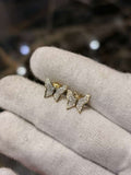 0.12CTW Natural Diamond 10K Gold Yellow White Butterfly Stud Earrings 9mm