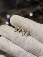 0.12CTW Natural Diamond 10K Gold Yellow White Butterfly Stud Earrings 9mm
