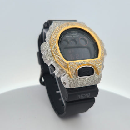 Casio G-Shock 6900 TwoTone Iced Out Natural Diamond Watch 5CT