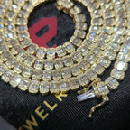 Real 10K Yellow Gold 6.03 CT Diamond Tennis Chain 22" Mens Baguette Necklace 4MM