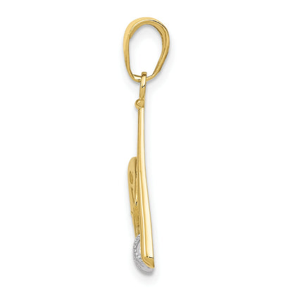 10k Two-tone Gold Baseball, Bat, and Glove Pendant 1.1 gram, L-0.99 In, W-0.5 In