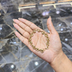 10K Yellow Gold Puff Heart Link Bracelet 8” – Classic Polished Heart Chain
