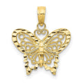 10k Yellow Gold Diamond-cut Butterfly Pendant 10D4207