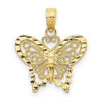 10k Yellow Gold Diamond-cut Butterfly Pendant 10D4207