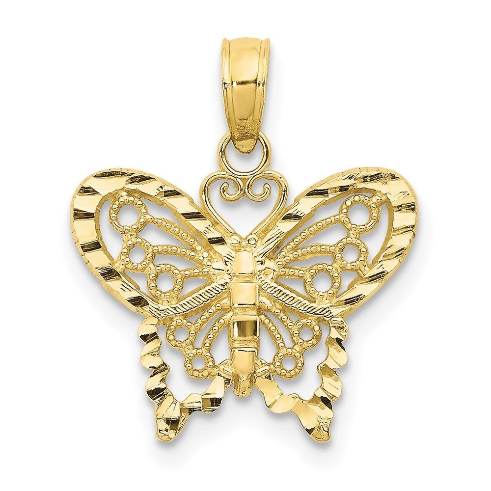 10k Yellow Gold Diamond-cut Butterfly Pendant 10D4207