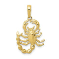 10KT Yellow Gold Scorpion Charm Pendant Solid Gold Zodiac Scorpio