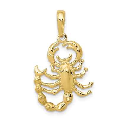 10KT Yellow Gold Scorpion Charm Pendant Solid Gold Zodiac Scorpio