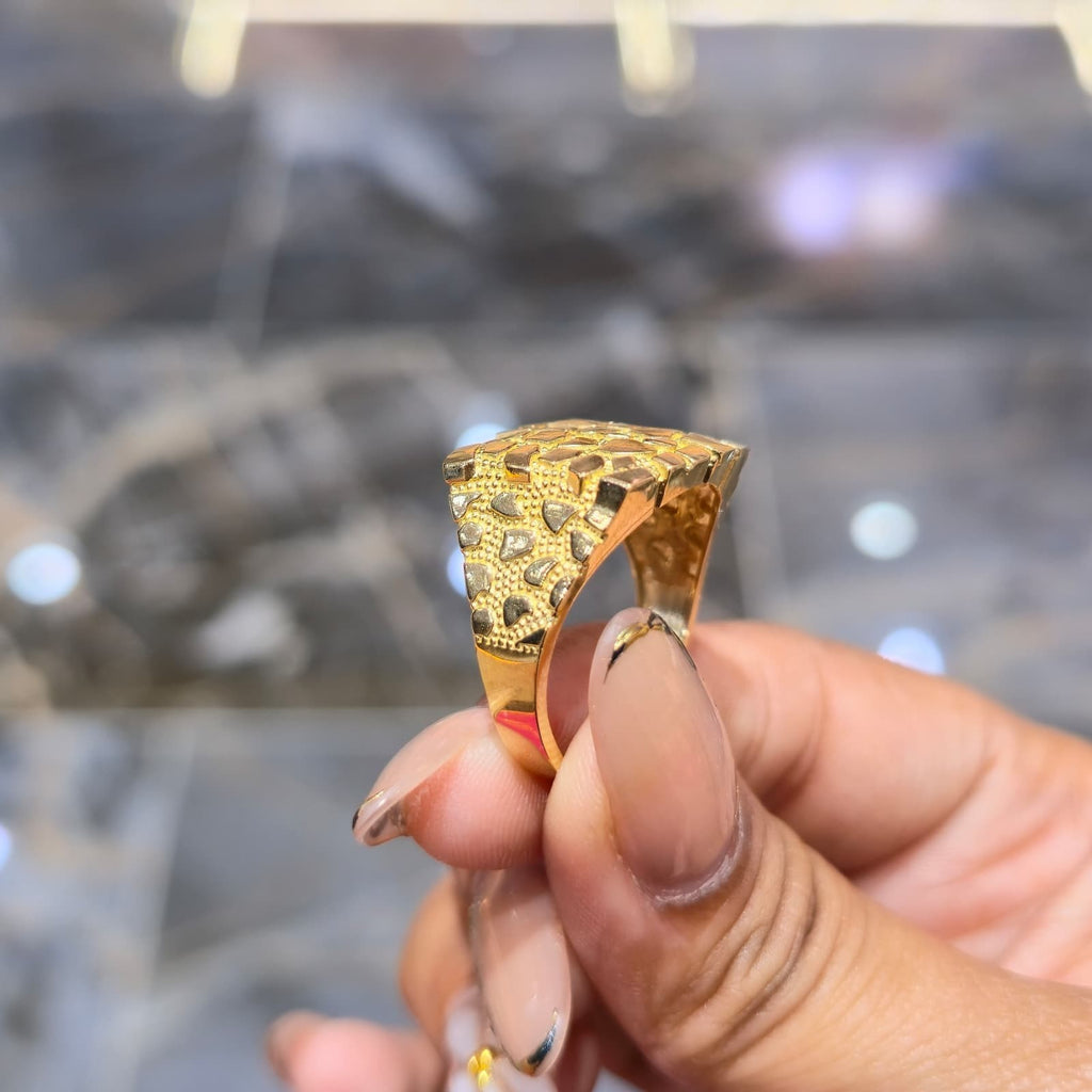 Extra Large Square Dome Nugget Ring Solid Real 10K Yellow Gold All Sizes