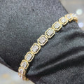 10K Yellow Gold Baguette Cluster Diamond Tennis Bracelet 8in 2.50ctw