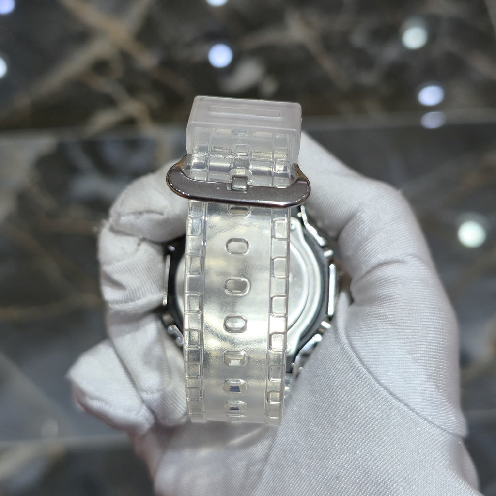 Casio G-Shock S2100  Iced Out Natural Diamond Watch 5CT | Blue Dial Clear Band