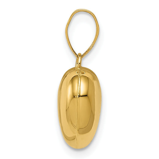 14K Yellow Gold Polished 3-D Puffed Heart Charm Tiny Small for Her 1/4" tall