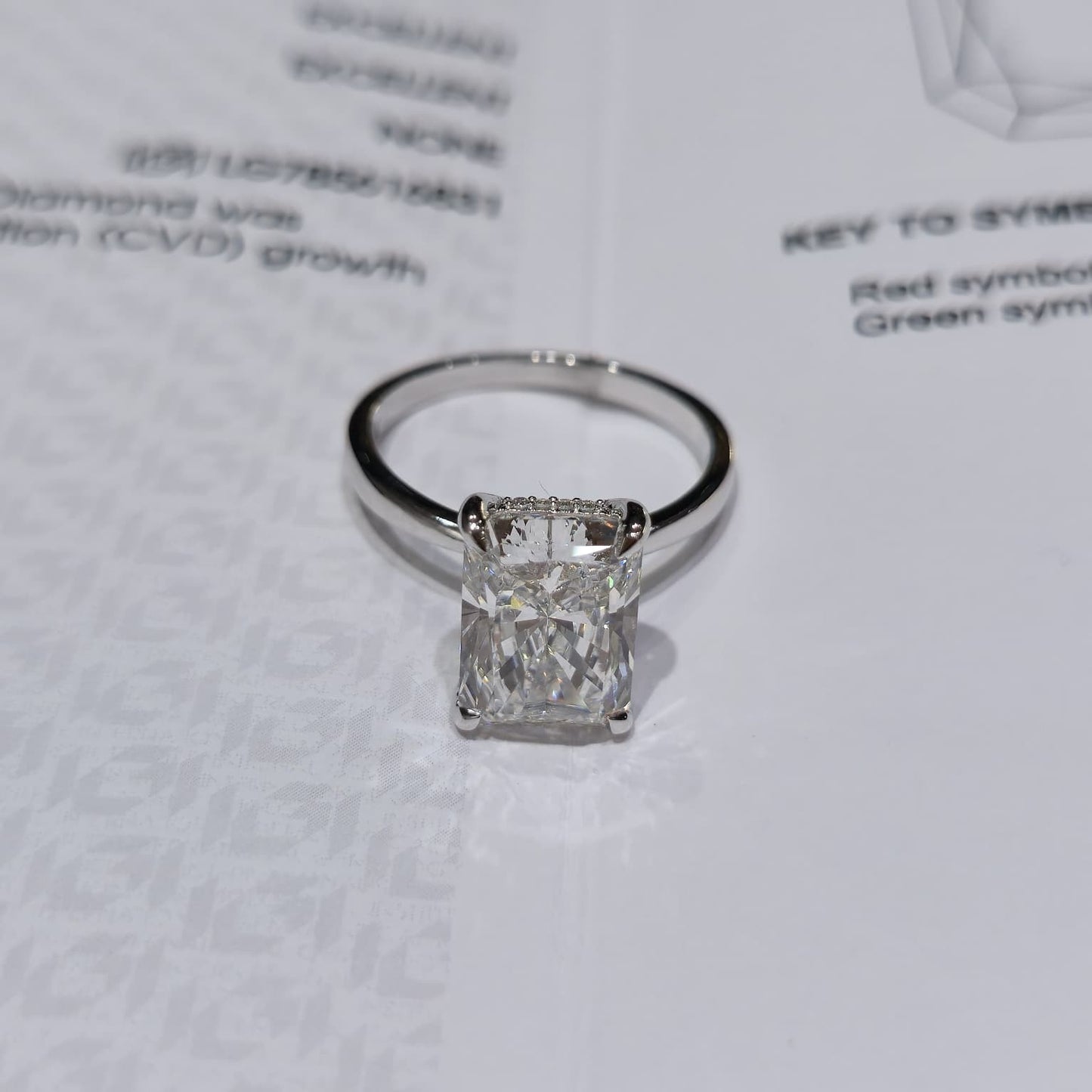 14K Gold 4.34ctw Lab Grown Diamond Radiant Ring E VS1 4.25ct Center Solitaire