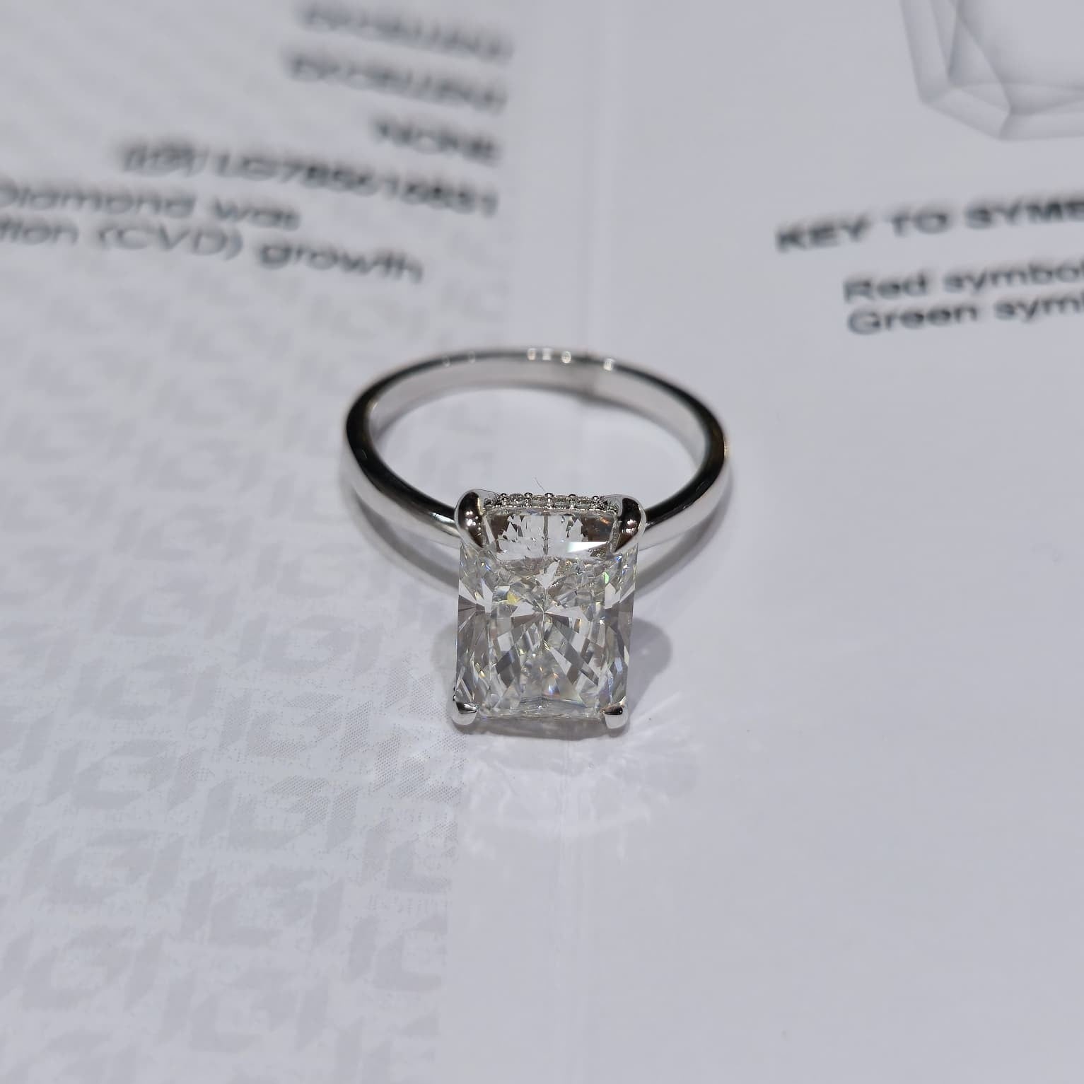 14K Gold 4.34ctw Lab Grown Diamond Radiant Ring E VS1 4.25ct Center Solitaire