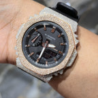 Casio G-Shock S2100  Iced Out Natural Diamond Watch 5CT | Black+ Rose MarkerDial