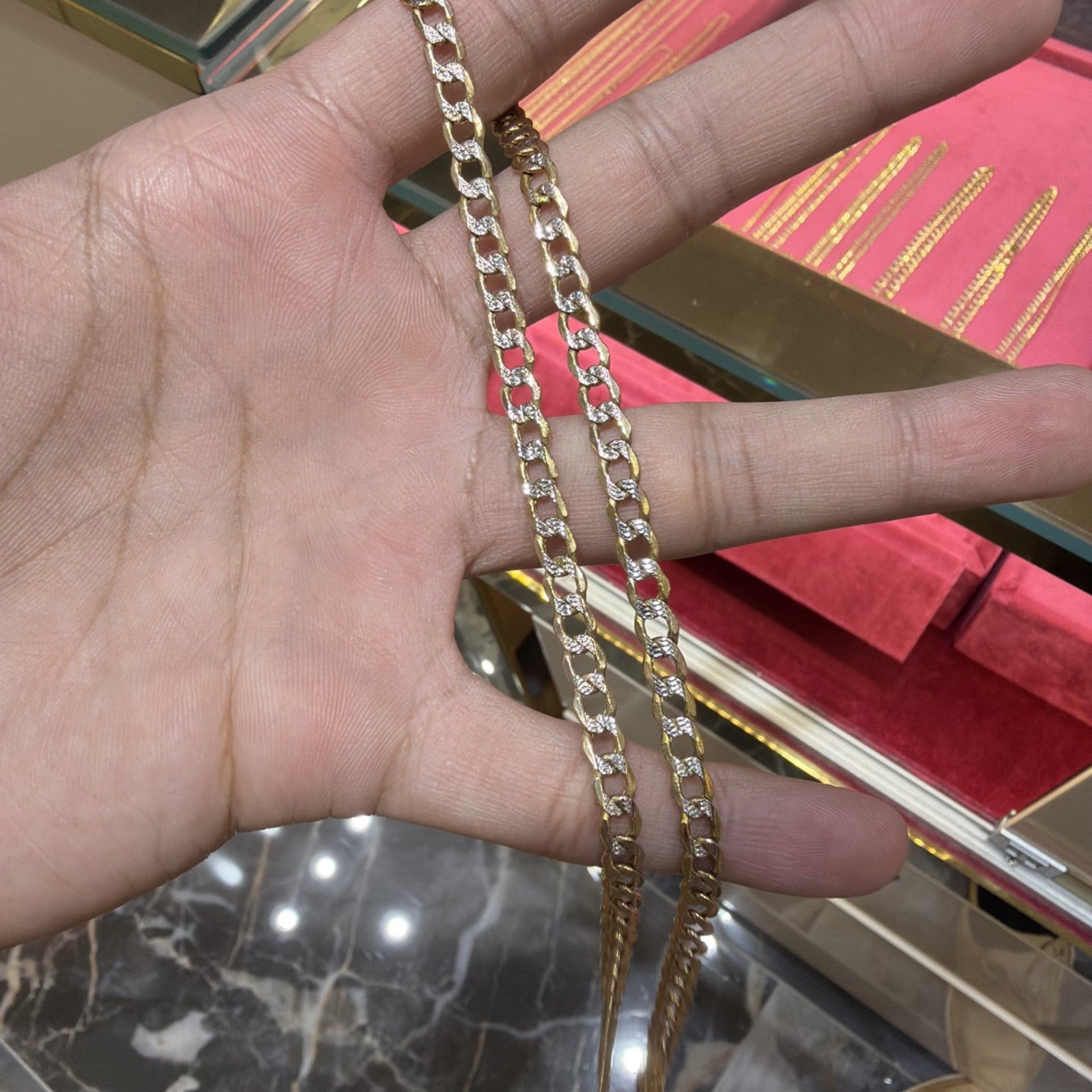 10kt Real Solid Gold Cuban Curb Diamond Cut Chain 5mm