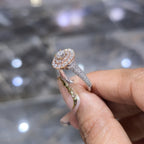 14K Two Tone Rose Gold Halo Diamond Engagement Ring 1.25 CTW Round SI F-G