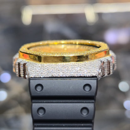 Casio G-Shock S2100  Iced Out Natural Diamond Watch 5CT | Gold Dial