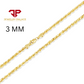10K Yellow Gold 1mm-4mm Laser Diamond Cut Rope Chain Necklace Men Women 16"- 30"