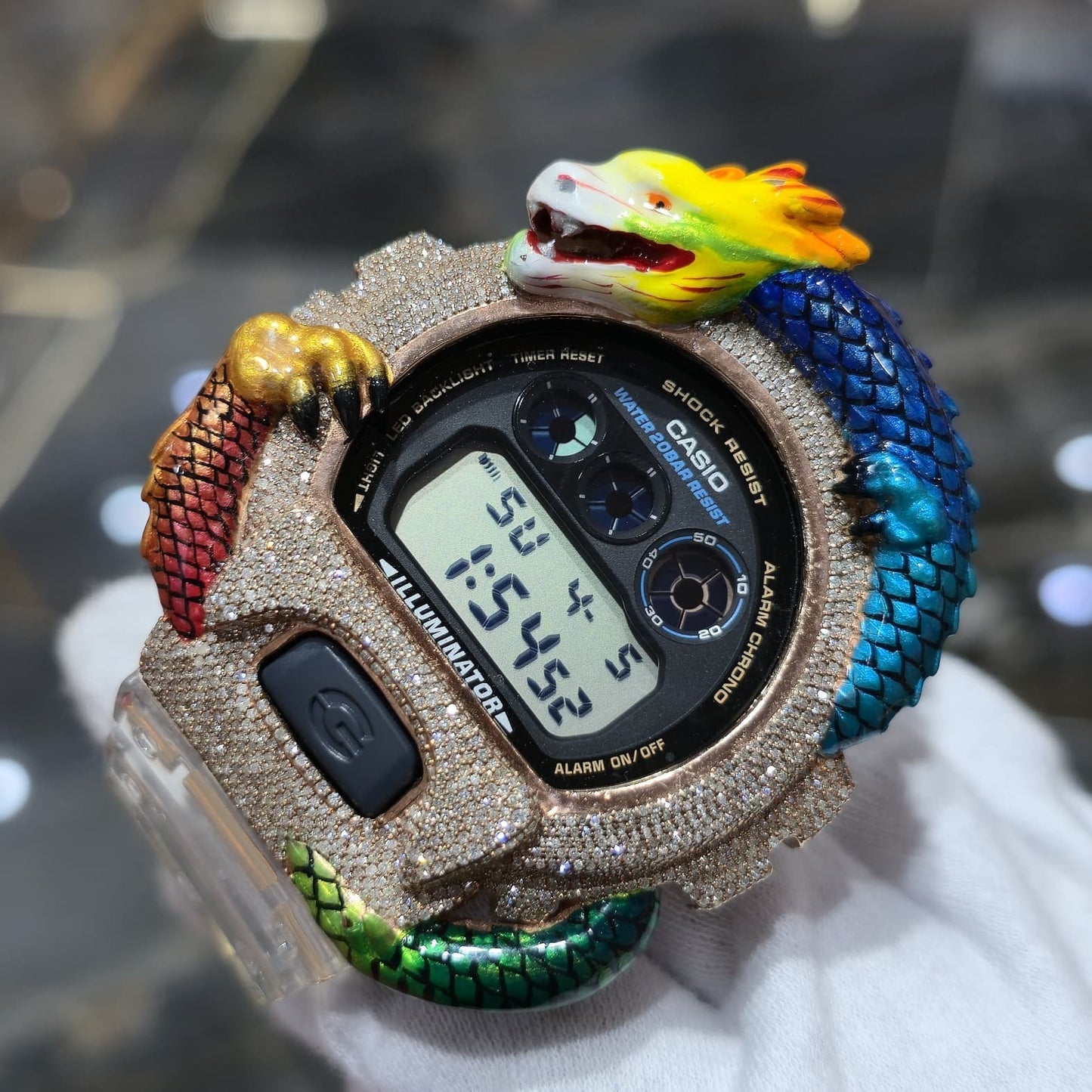Casio G-Shock Dragon (Clear) 6900 Iced Out Diamond Watch 5 CTW