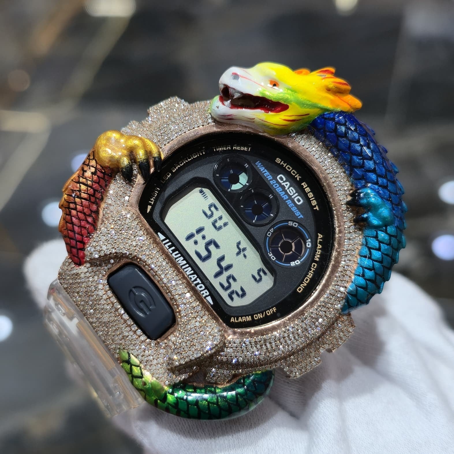 Casio G-Shock Dragon (Clear) 6900 Iced Out Diamond Watch 5 CTW